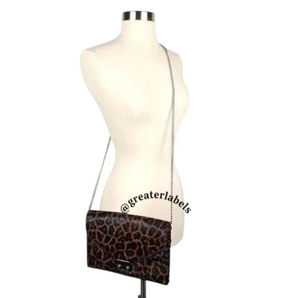 Loeffler Randall Leopard Print Calf Hair & Leather Crossbody Bag $498 NWT - Picture 2 of 11